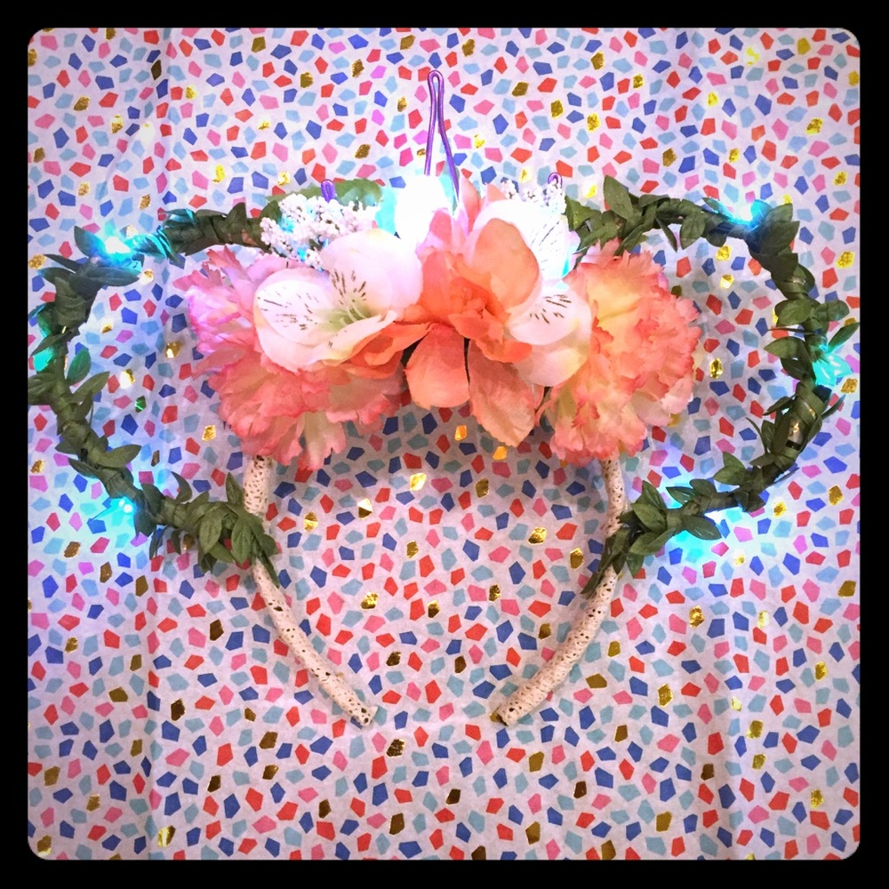 Handmade Disney Moana Light Up Ears/w Wire Crown